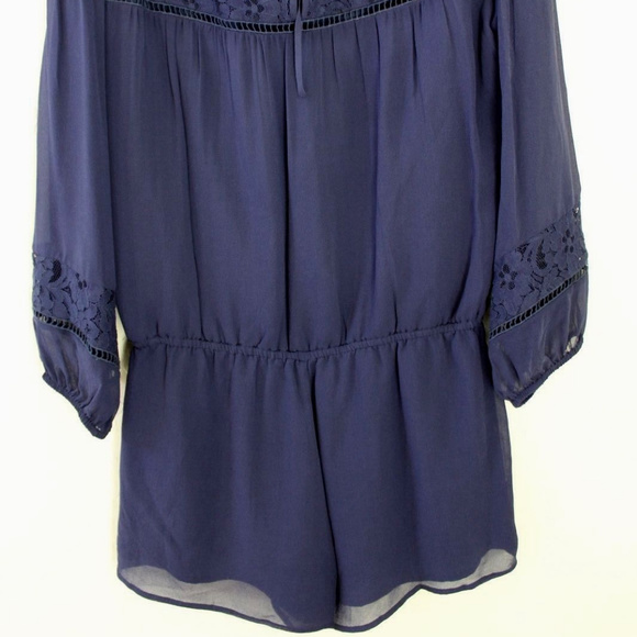 Joie Romper Silk Eyelet Lace Navy Size Large - Picture 7 of 8